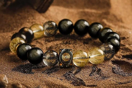 Golden Depths Men's Bracelet-Rutilated Quartz 10mm