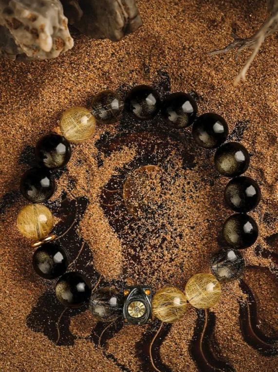 Golden Depths Men's Bracelet-Rutilated Quartz 10mm